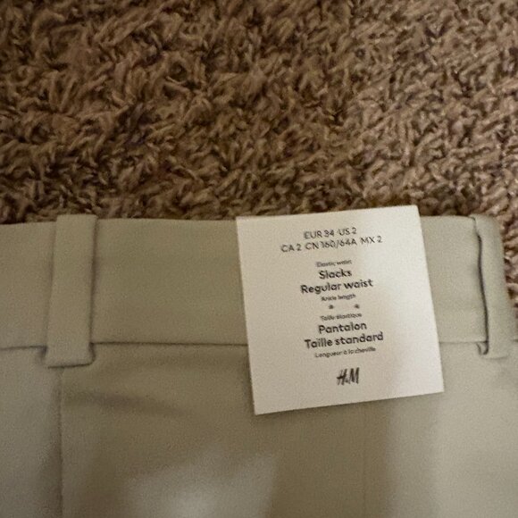 H&M Slacks US Size 2 Light Tan Beige Khaki Pants Regular Waist Ankle Elastic NEW - Picture 3 of 3